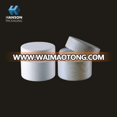 Factory price 50g empty round jar bottles plastic wooden luxury cream cosmetic packaging